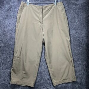 J.Jill Khaki Capri Pants Womens 14 Tan Cotton Wide Leg Cropped RN 97641